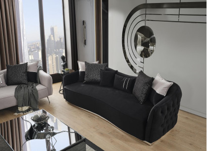 Viersitzer Sofa 4 Sitzer Sofas Modern Design Stoff Polyester Schwarz